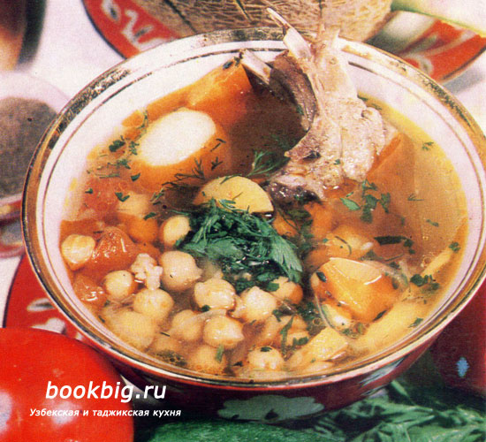 Нохат шурпа (суп с горохом и мясом)